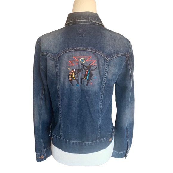 GAP Denim Jean Jacket Southwest Embroidered Native American Indian Art - Picture 8 of 13
